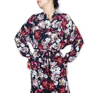 Allison Wonderland Moody Floral Tie Waist Shirt Dress Size 2